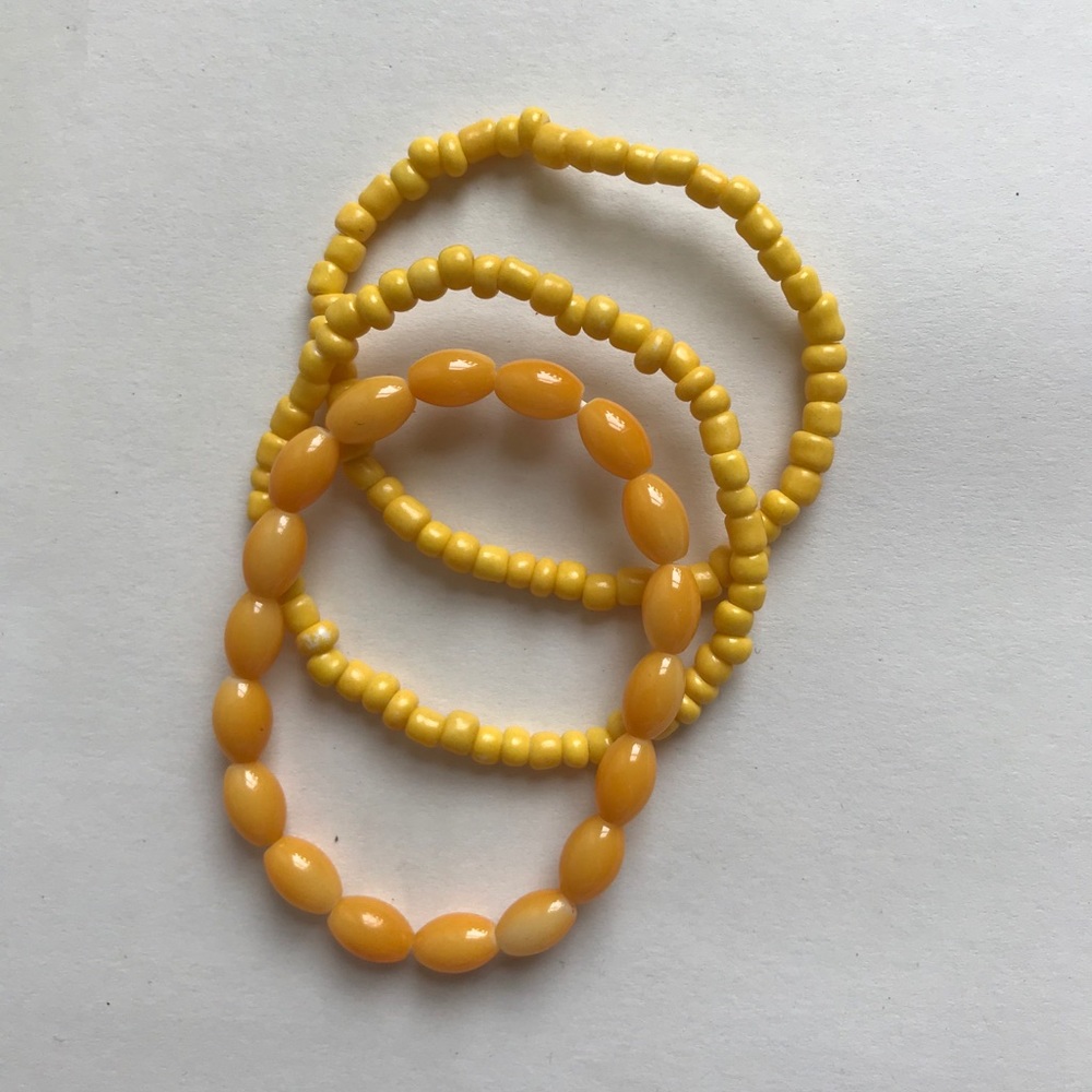 Boho Yellow Beaded Stacking Bracelets